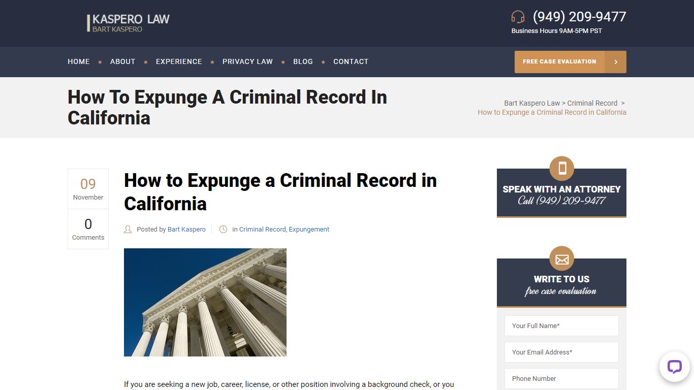 How to Expunge a Criminal Record in California - Bart ...