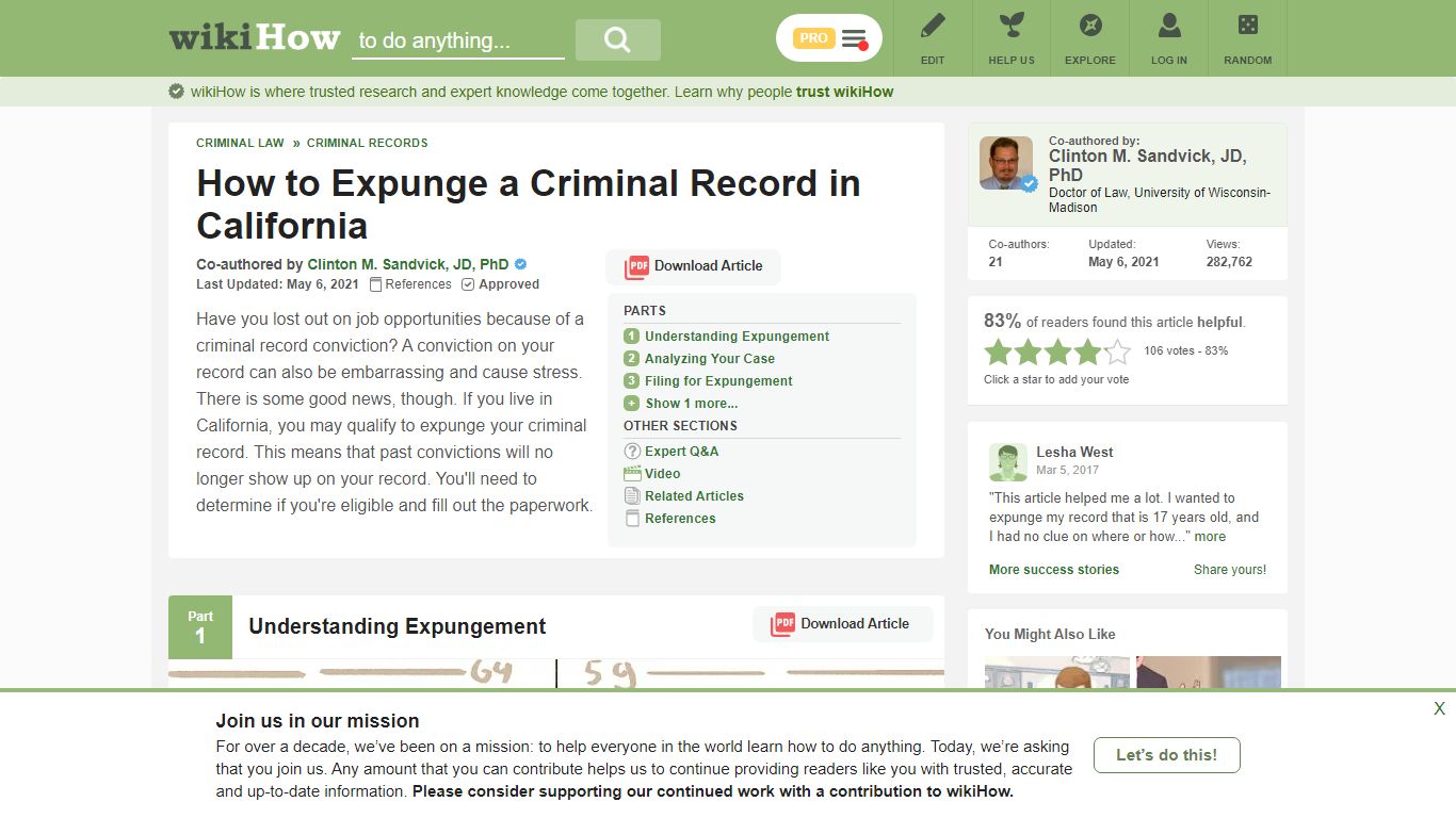 How to Expunge a Criminal Record in California (with Pictures)