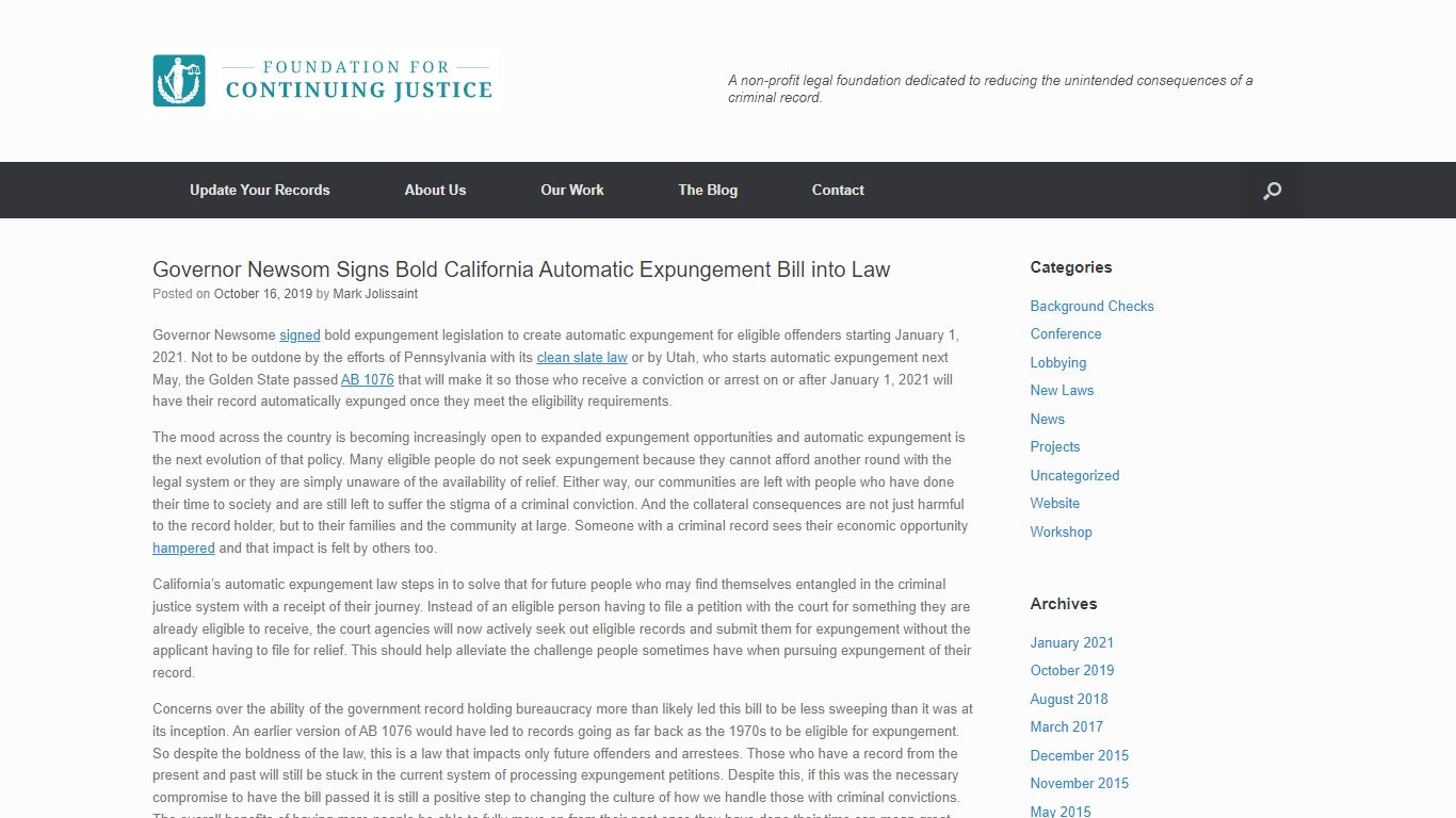 California Passes Automatic Expungement Law | Foundation ...